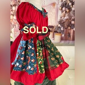 Festive Red and Green Kids Dress